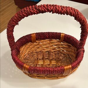 Elegant Red and Brown Woven Basket